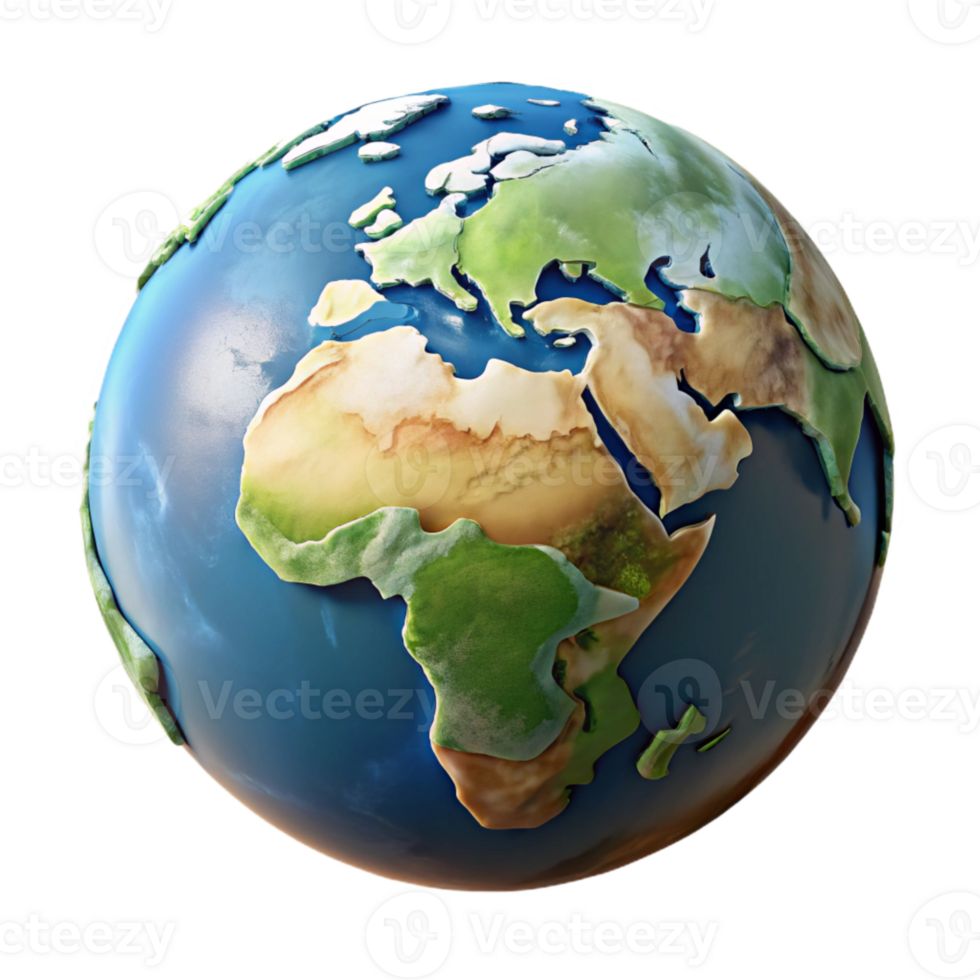 serene artistic Realistic Earth Globe with Detailed Continents exclusive png