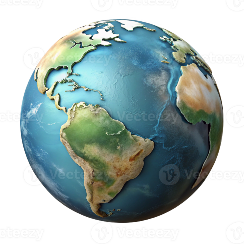 impressive minimalist Realistic Earth Globe with Detailed Continents high quality png