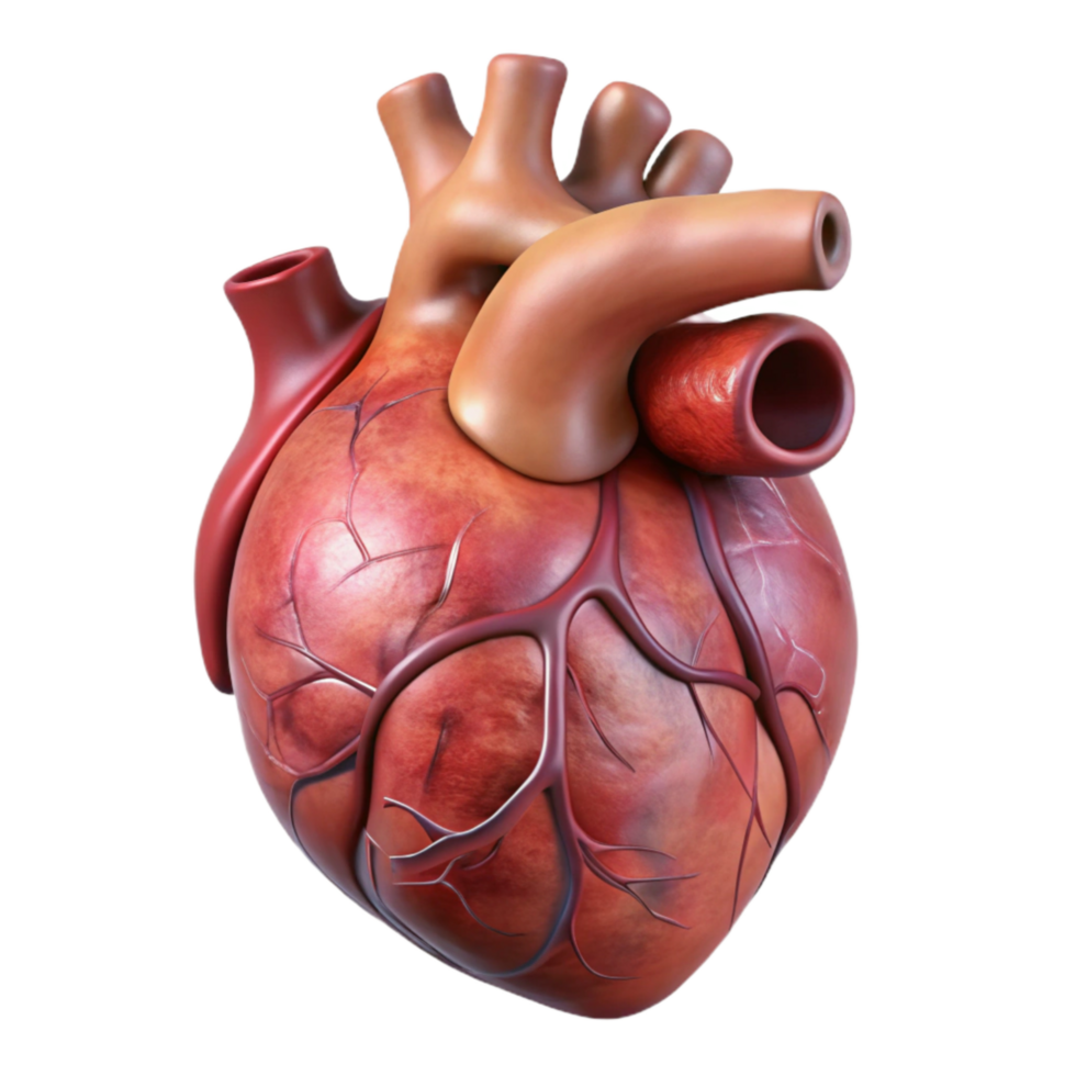 dramatic modern Realistic Human Heart Anatomical View Cutout authentic png