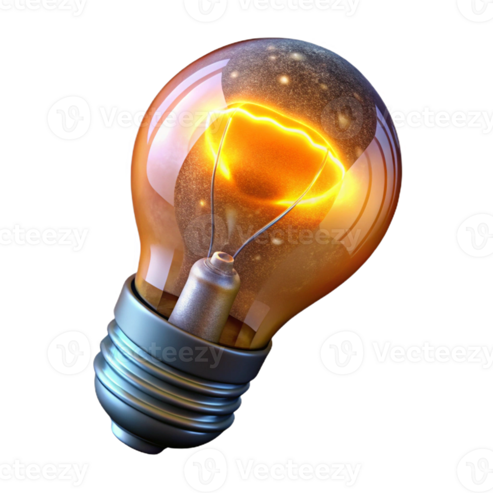 elegant modern Realistic Light Bulb Glowing Filament Isolated authentic png