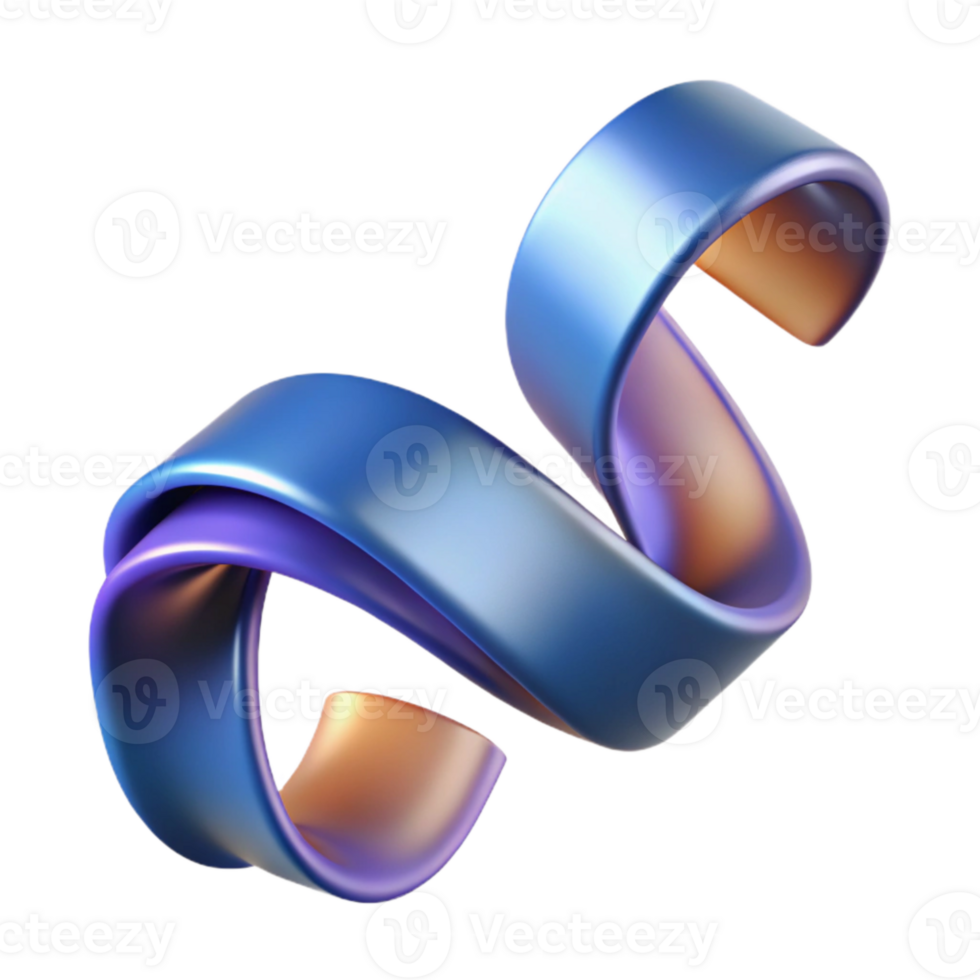 vibrant contemporary Realistic Ribbon with Curls and Depth Illusion Isolated original png