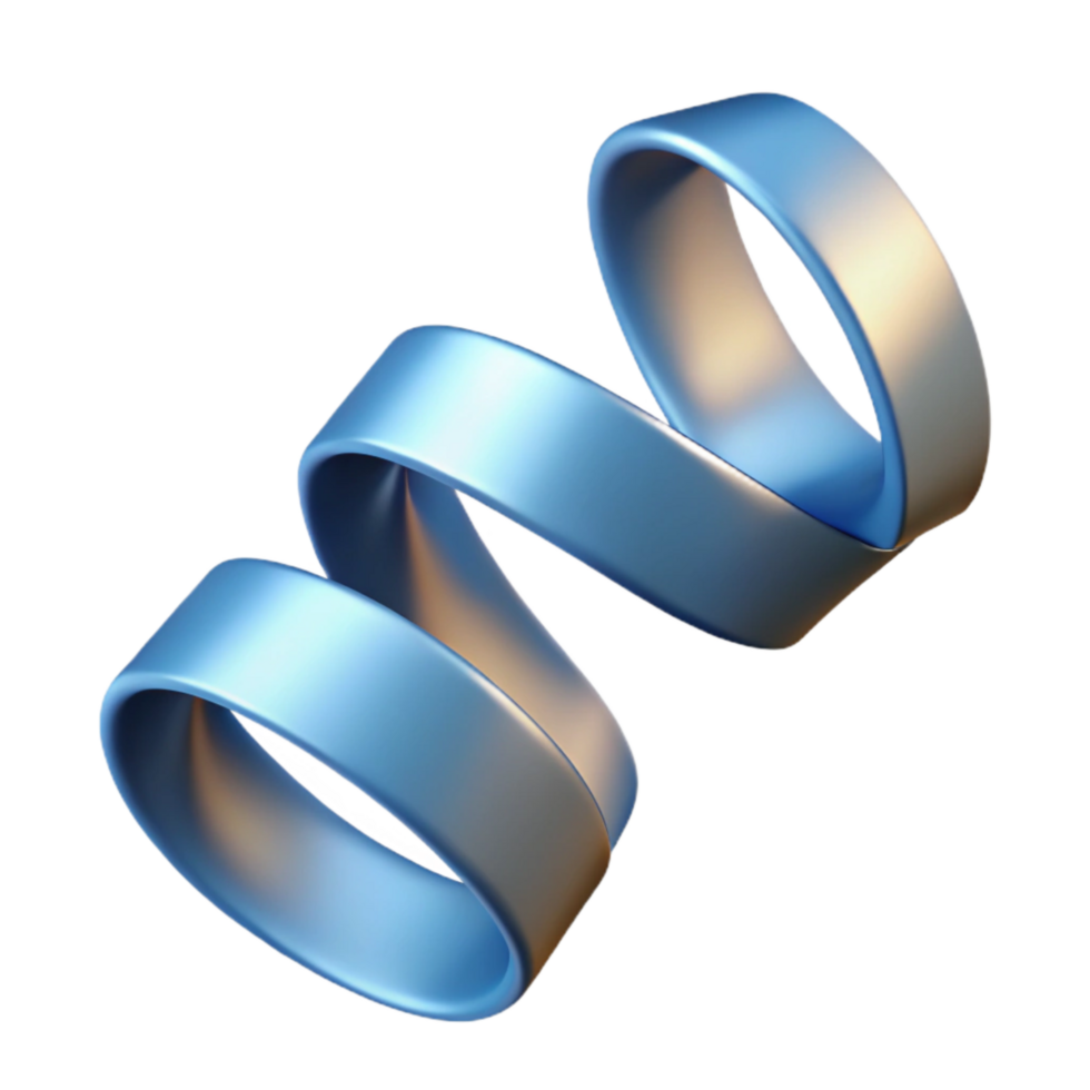 beautiful artistic Realistic Ribbon with Curls and Depth Illusion Isolated authentic png
