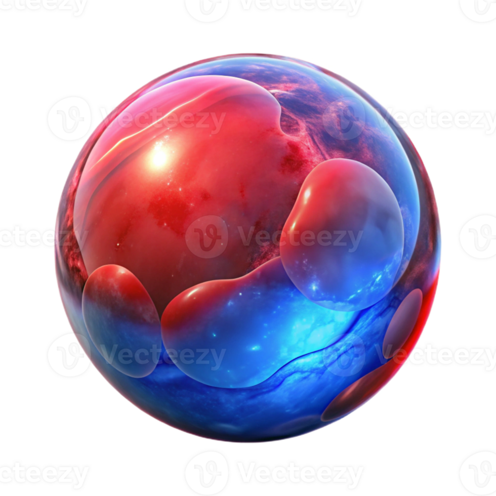 beautiful vintage Red and Blue Nebula in Bubble Transparent Background exclusive png