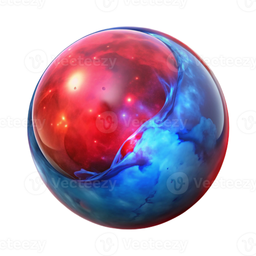 stunning abstract Red and Blue Nebula in Bubble Transparent Background genuine png