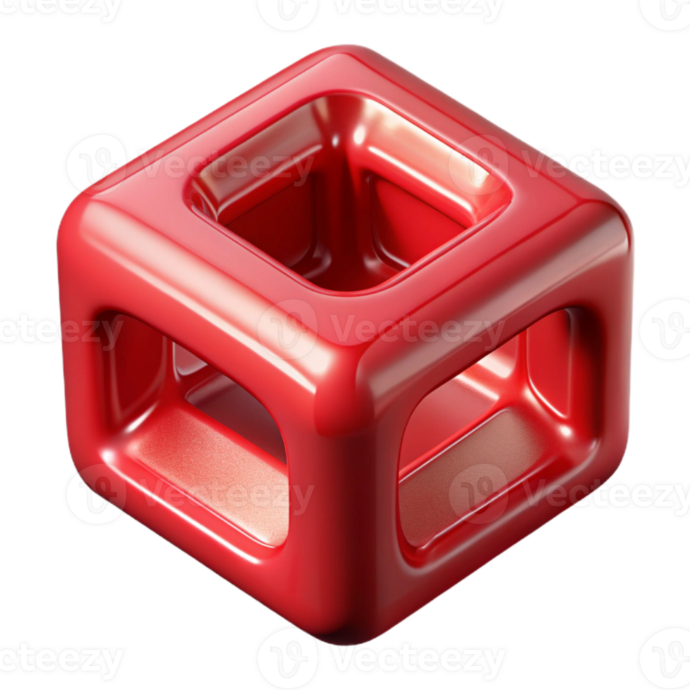 wonderful artistic Red Translucent Gel Coating Metal Cube Cutout authentic png