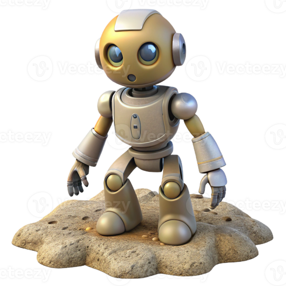 vibrant rustic Robot Emerging From Ground Transparent Background high quality png