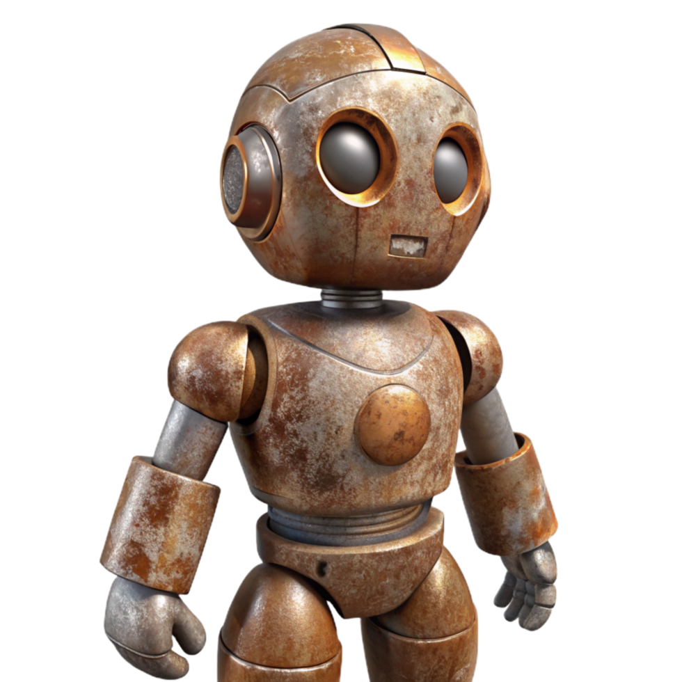 beautiful classic Robot with Organic Metal Finish Transparent Background high resolution png