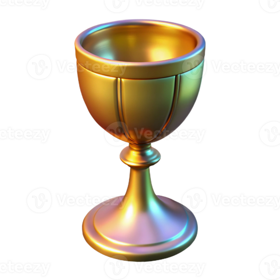 extraordinary minimalist Rotating Hologram of Golden Goblet Isolated png