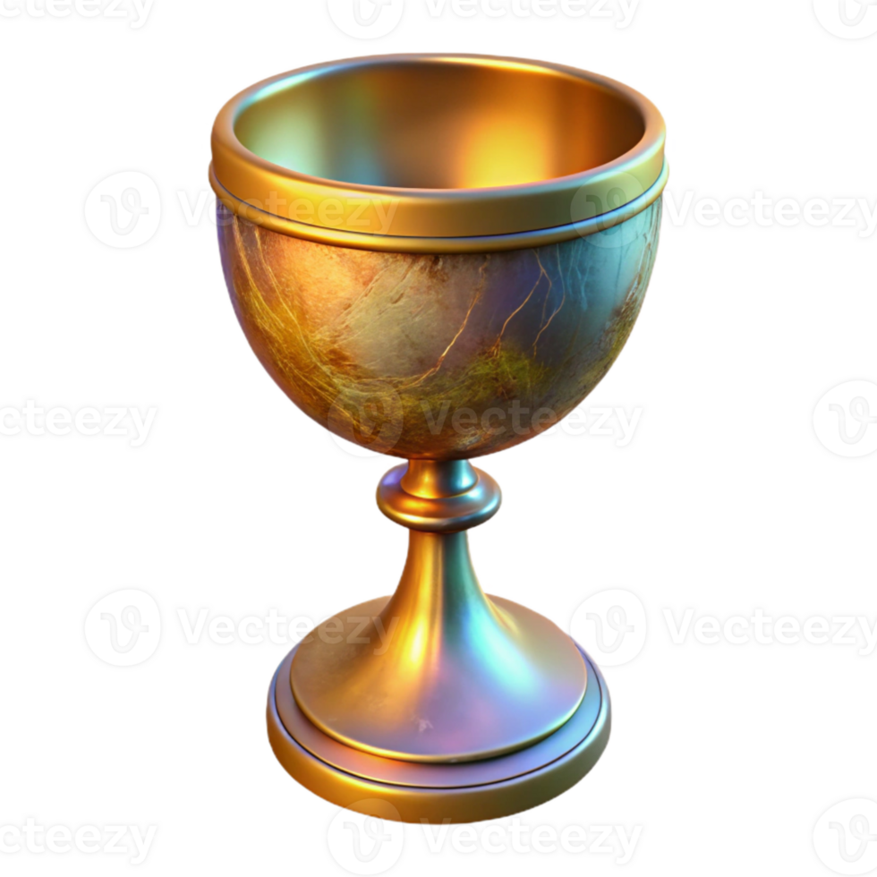 stunning contemporary Rotating Hologram of Golden Goblet Isolated png