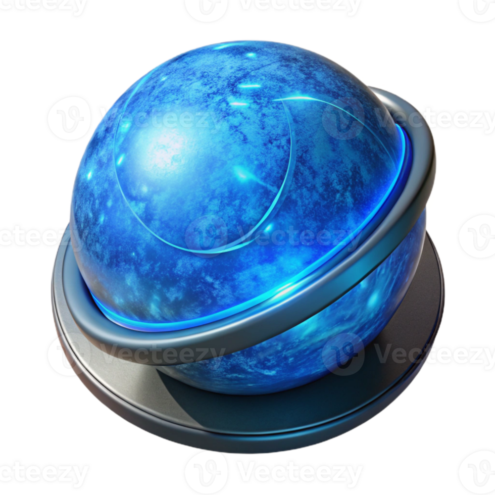 extraordinary minimalist Rotating Sphere with Blue Accents Transparent Background original png