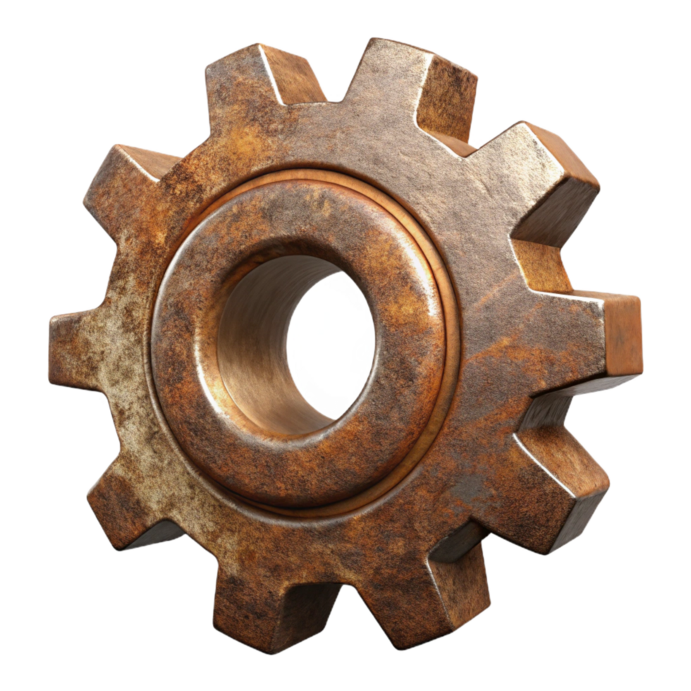 beautiful traditional Rusty Metal Gear Texture Industrial Design Transparent authentic png