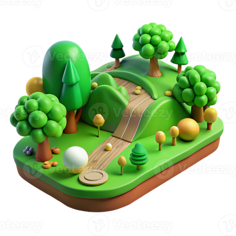 dramatic contemporary Shared Paths Vibrant Green Landscape Isolated Element original png