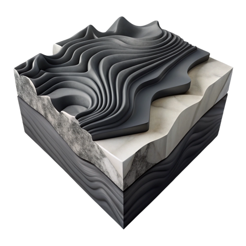 serene abstract Sharp Black and White Fault Line Topography Cutout high resolution png