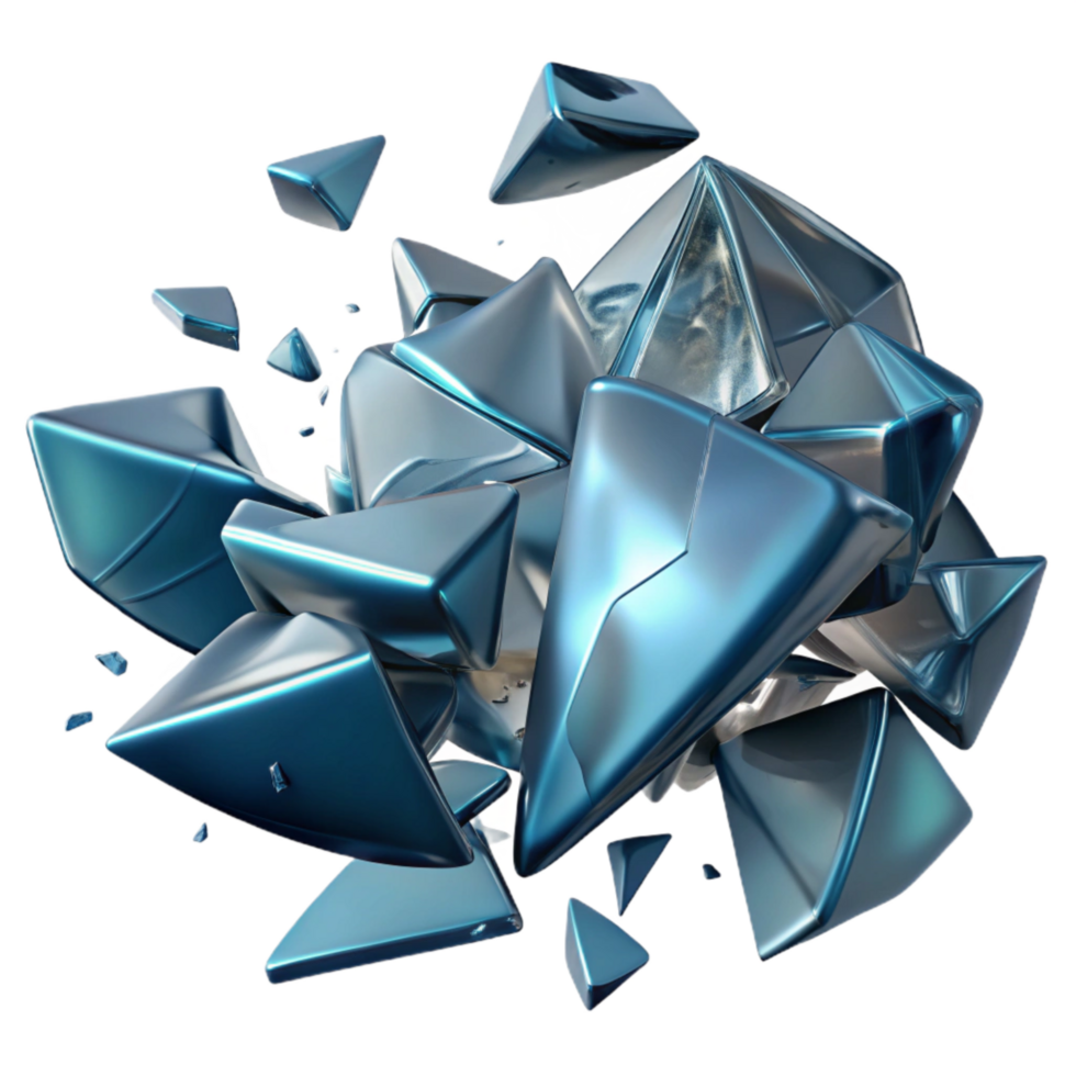 vibrant artistic Shattered Glass Fragments Isolated with Realistic Lighting and Shadows high resolution png