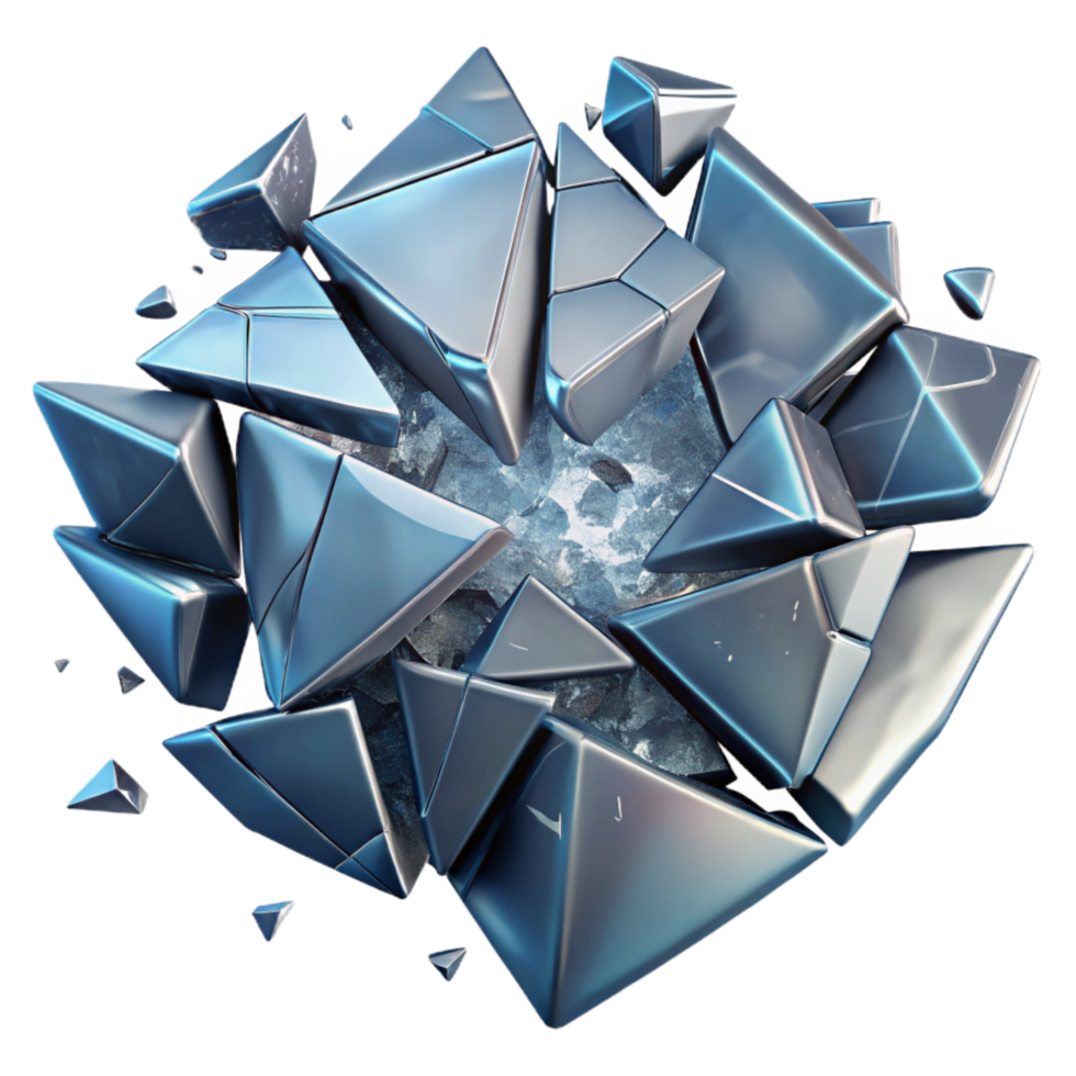 serene modern Shattered Glass Isolated with Sharp Fragments original png