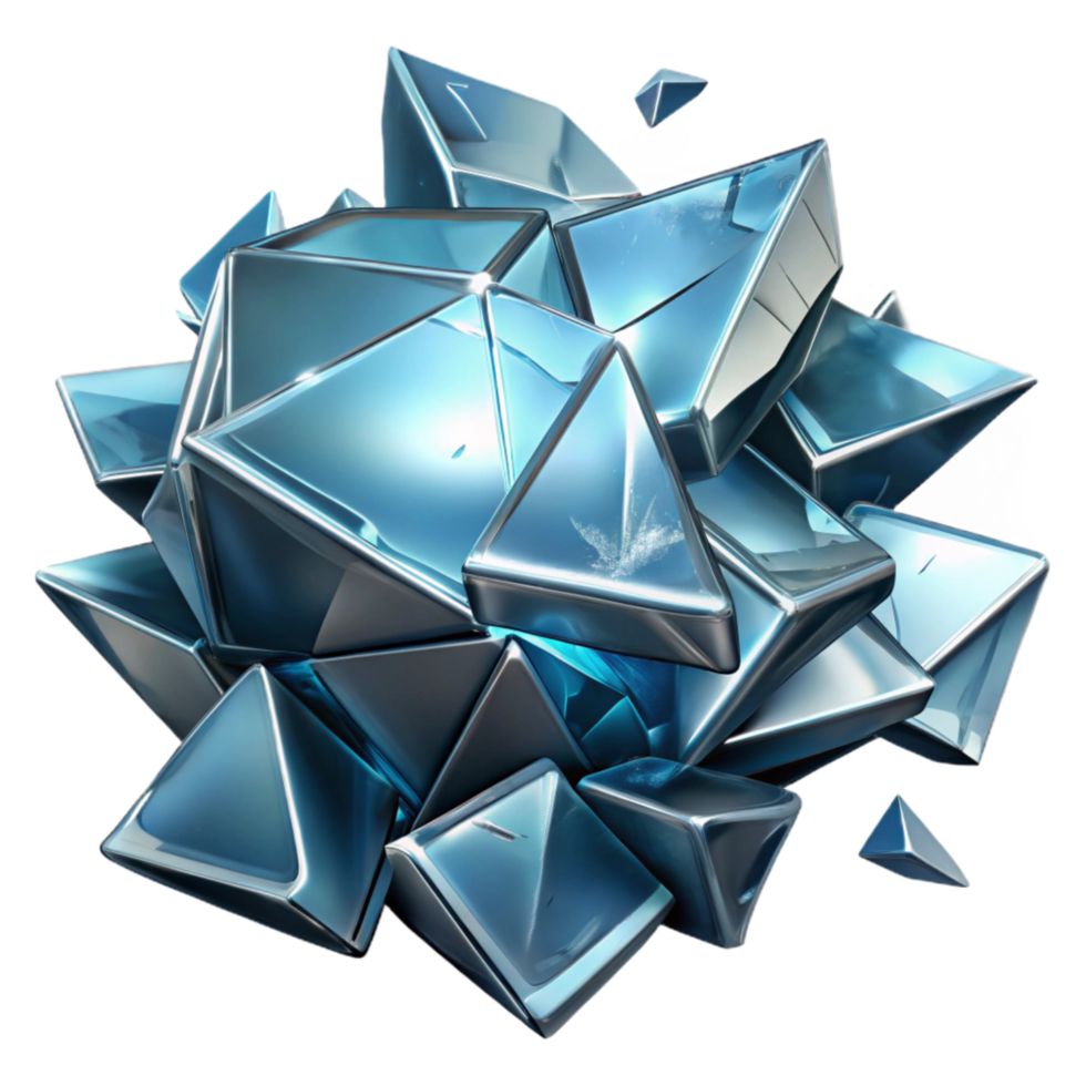 dramatic minimalist Shattered Glass Pieces Isolated on Transparent Background with Bright Highlights genuine png