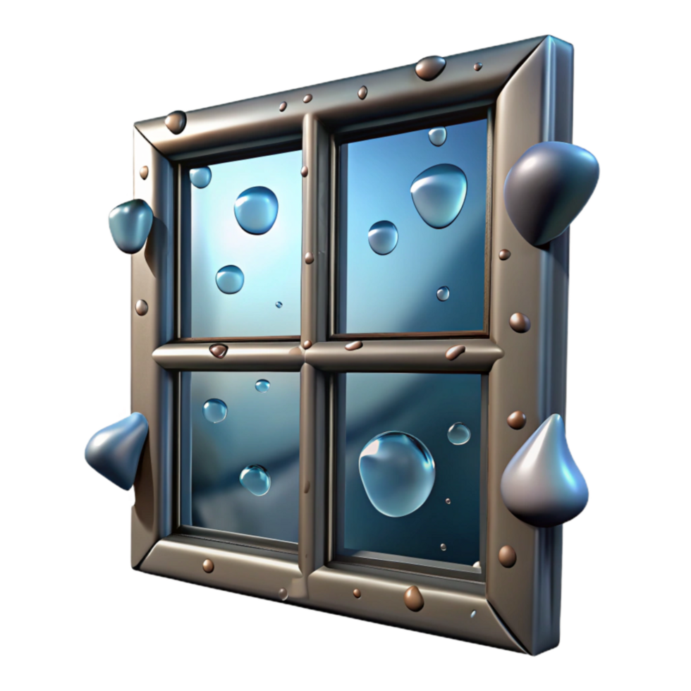 elegant artistic Shattered Window Pane with Rain Drops Transparent Background png