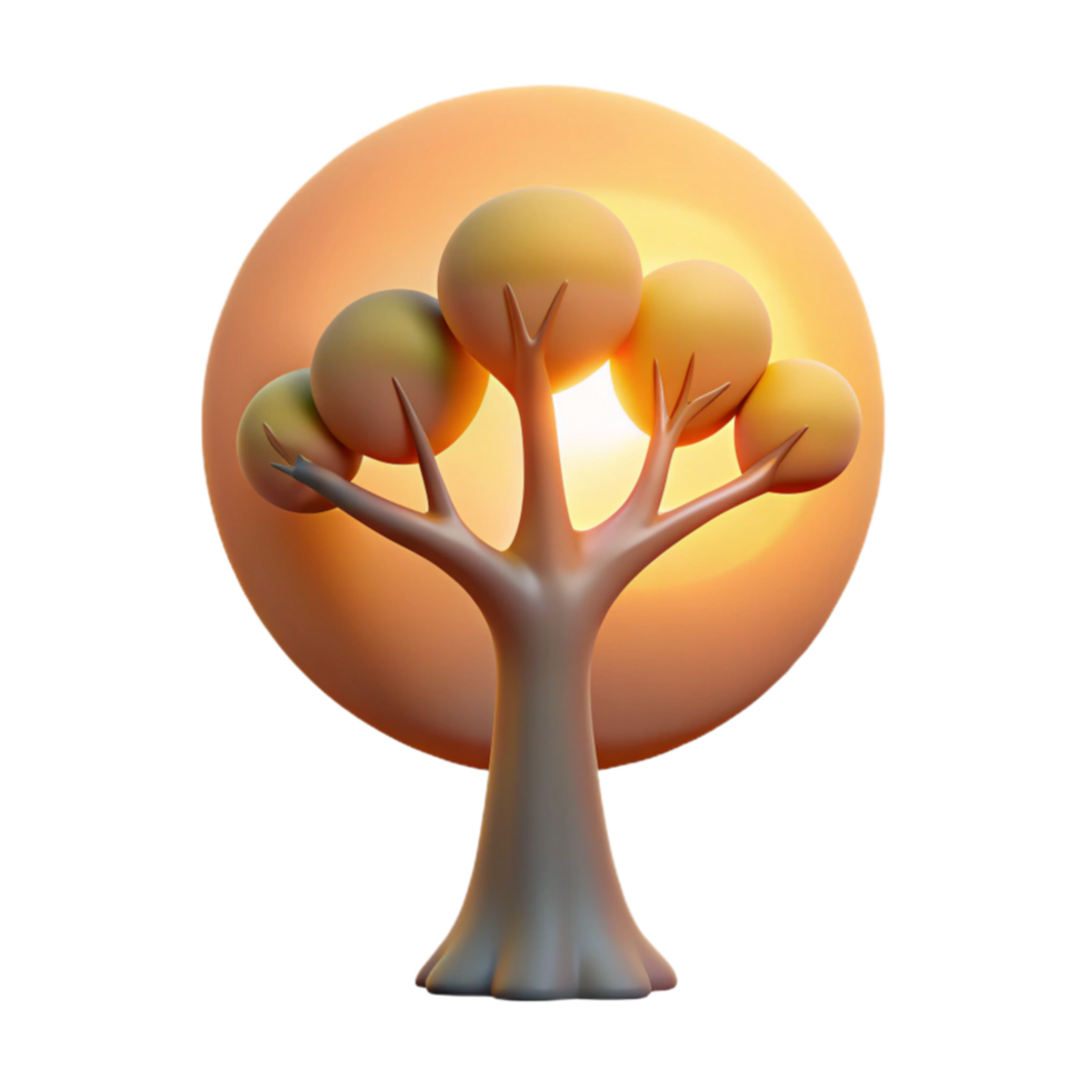 vibrant rustic Silhouette of a Tree at Sunrise Isolated Element genuine png