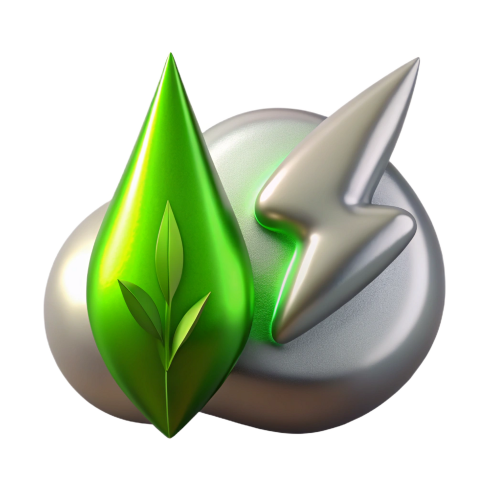 impressive traditional Silver Bolt and Green Grass Blade Cutout genuine png