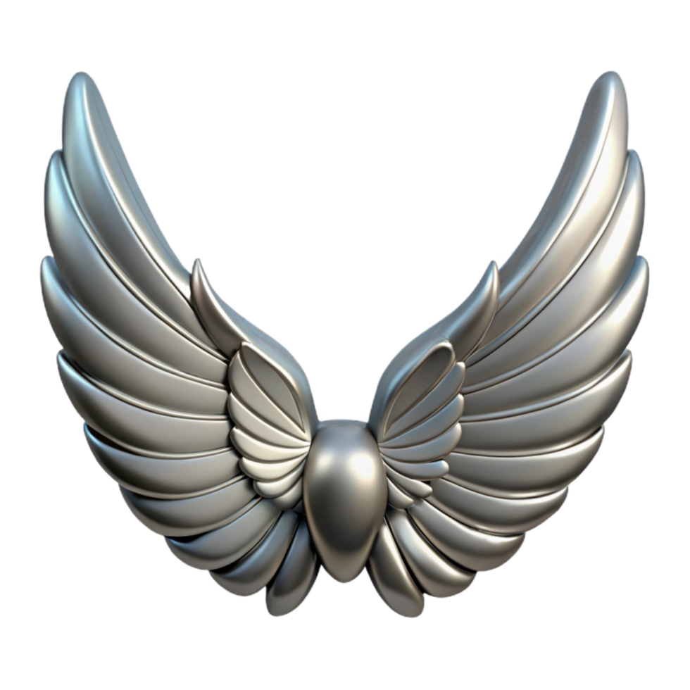 impressive rustic Silver Mechanical Bird Wings Isolated Cutout detailed png
