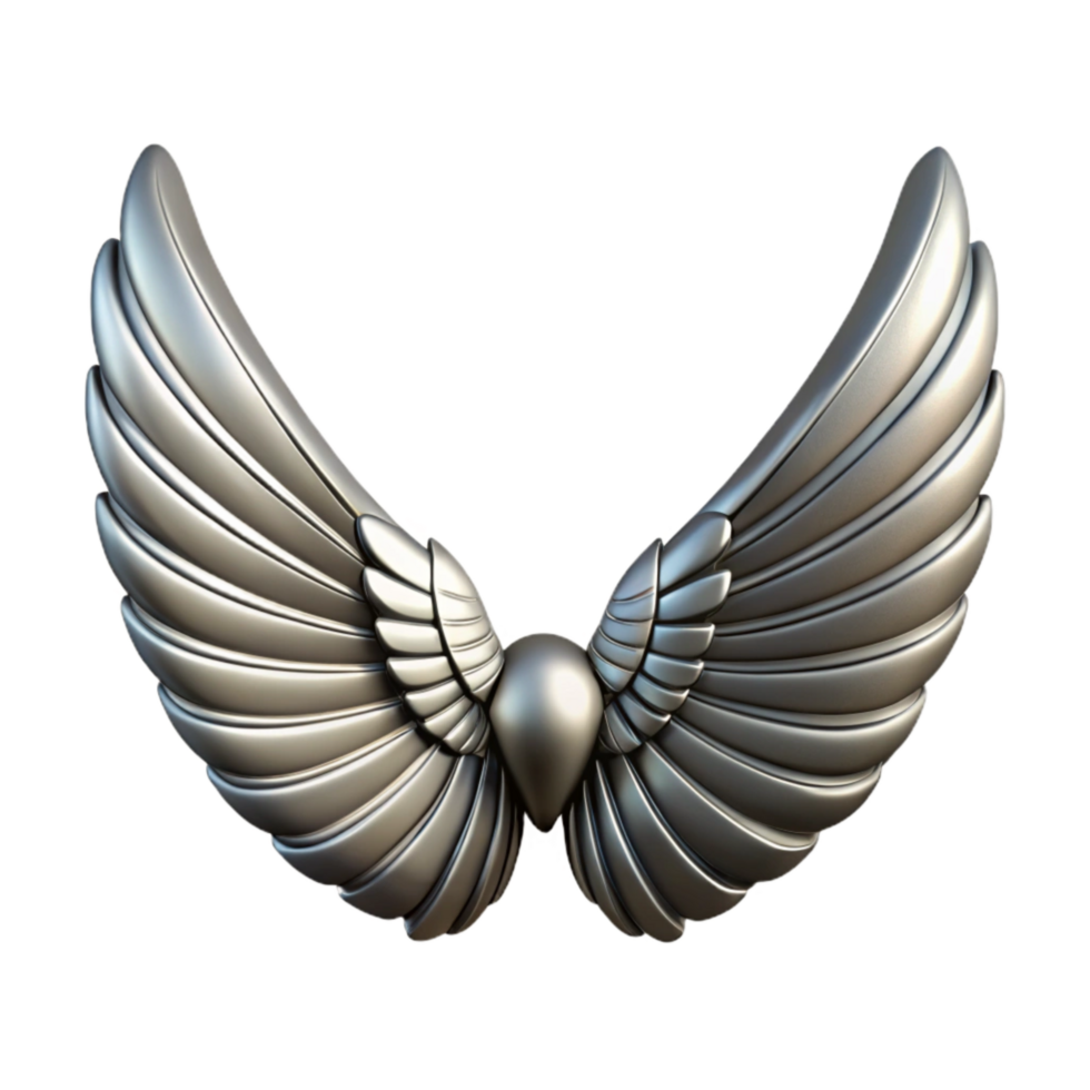 elegant artistic Silver Mechanical Bird Wings Isolated Cutout exclusive png