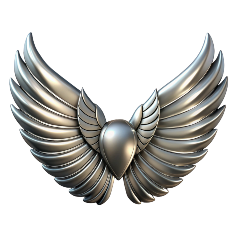 vibrant contemporary Silver Mechanical Bird Wings Isolated Cutout professional png