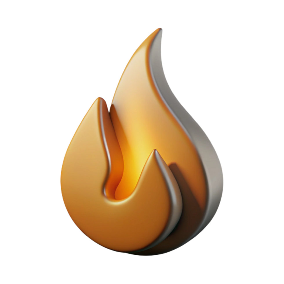elegant minimalist Single Flame Cutout with Shadow Isolated on Transparent Background high quality png
