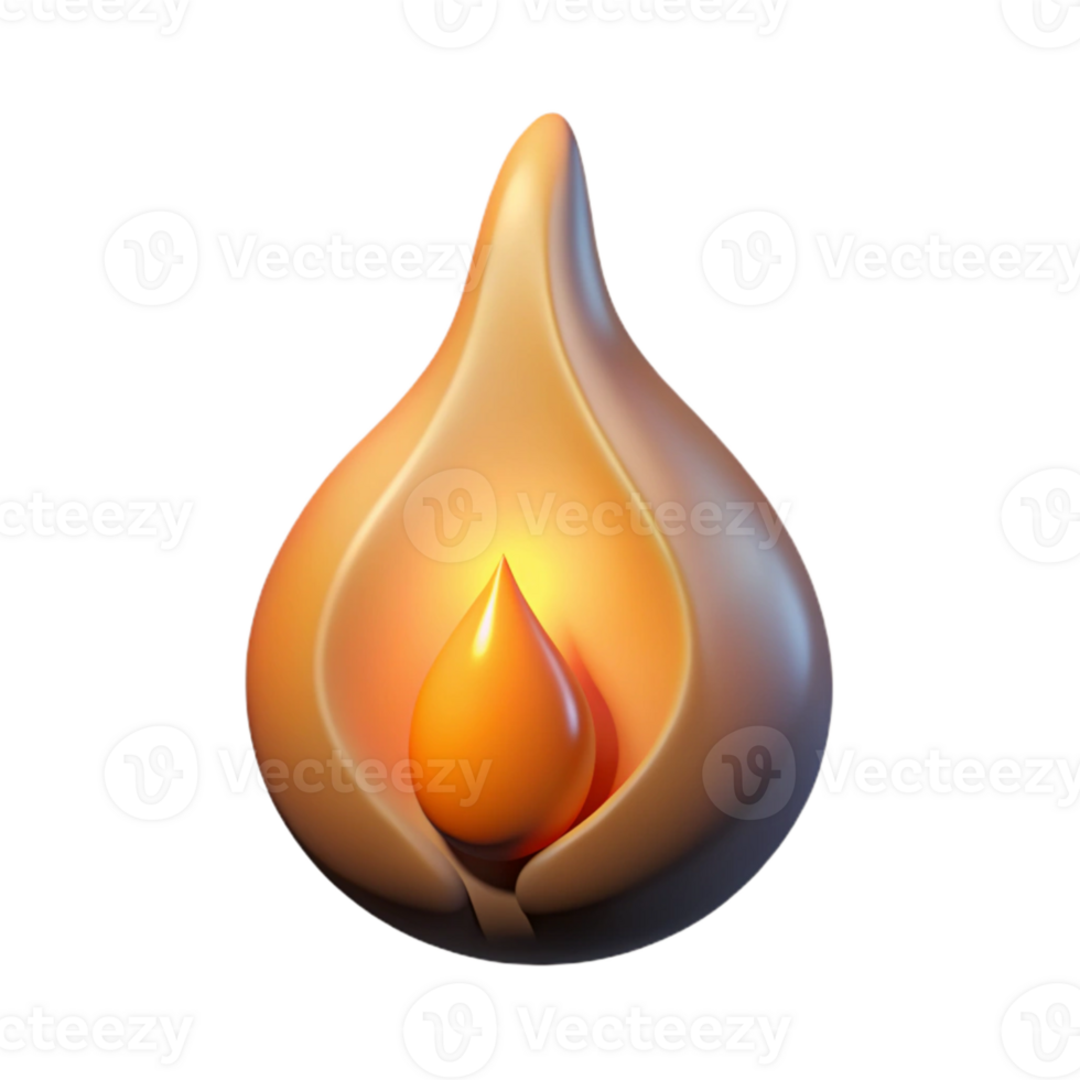 impressive minimalist Single Flame Transparent Background with Realistic Shadow detailed png