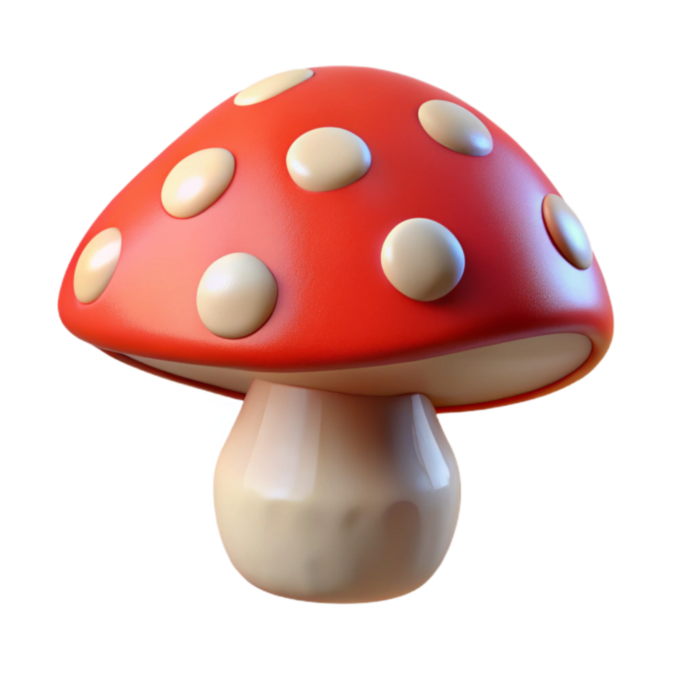 vibrant vintage Single Mushroom Cutout with Red Cap and White Spots authentic png