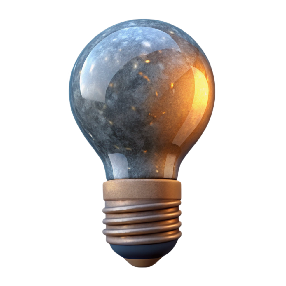 stunning contemporary Single Light Bulb Cutout with Filament and Glass Bulb png