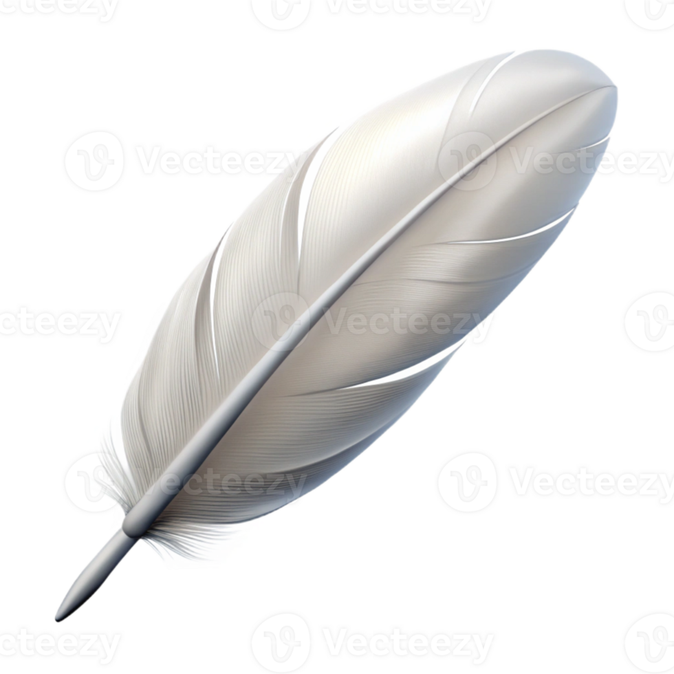 impressive minimalist Single White Feather Floating Transparent Background high resolution png