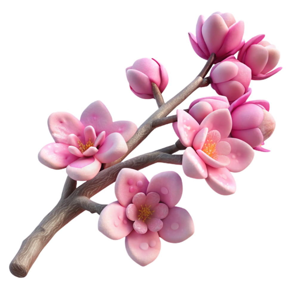 stunning modern Snowy Branch with Pink Boreal Blossoms Transparent Background high resolution png