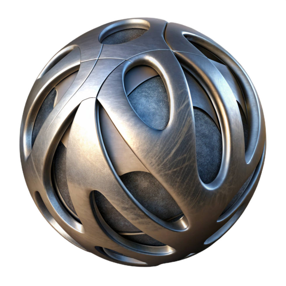 beautiful abstract Sphere Design Element Cutout with Metallic Finish original png