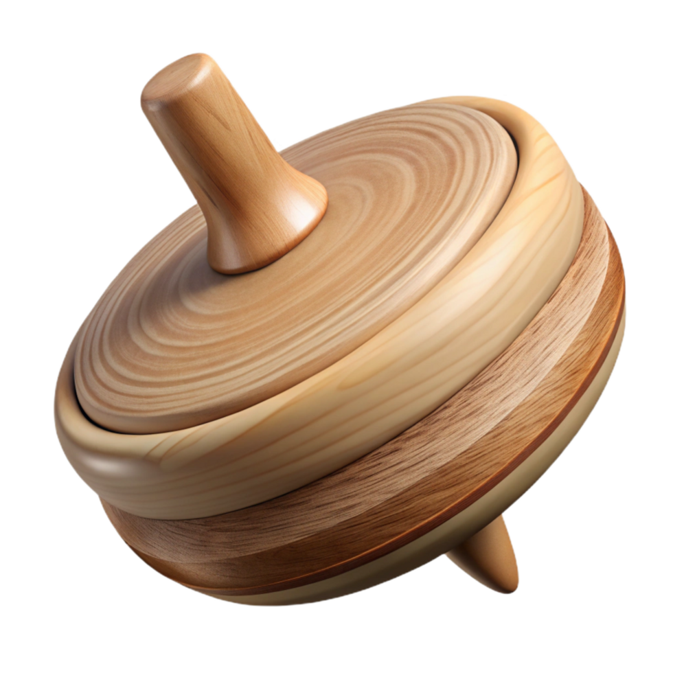 beautiful contemporary Spinning Top with Wooden Finish Transparent Background png
