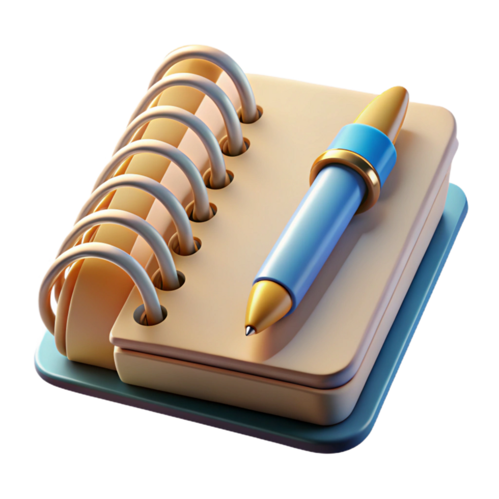 extraordinary contemporary Spiral Notebook Open with Pen Isolated Element high resolution png