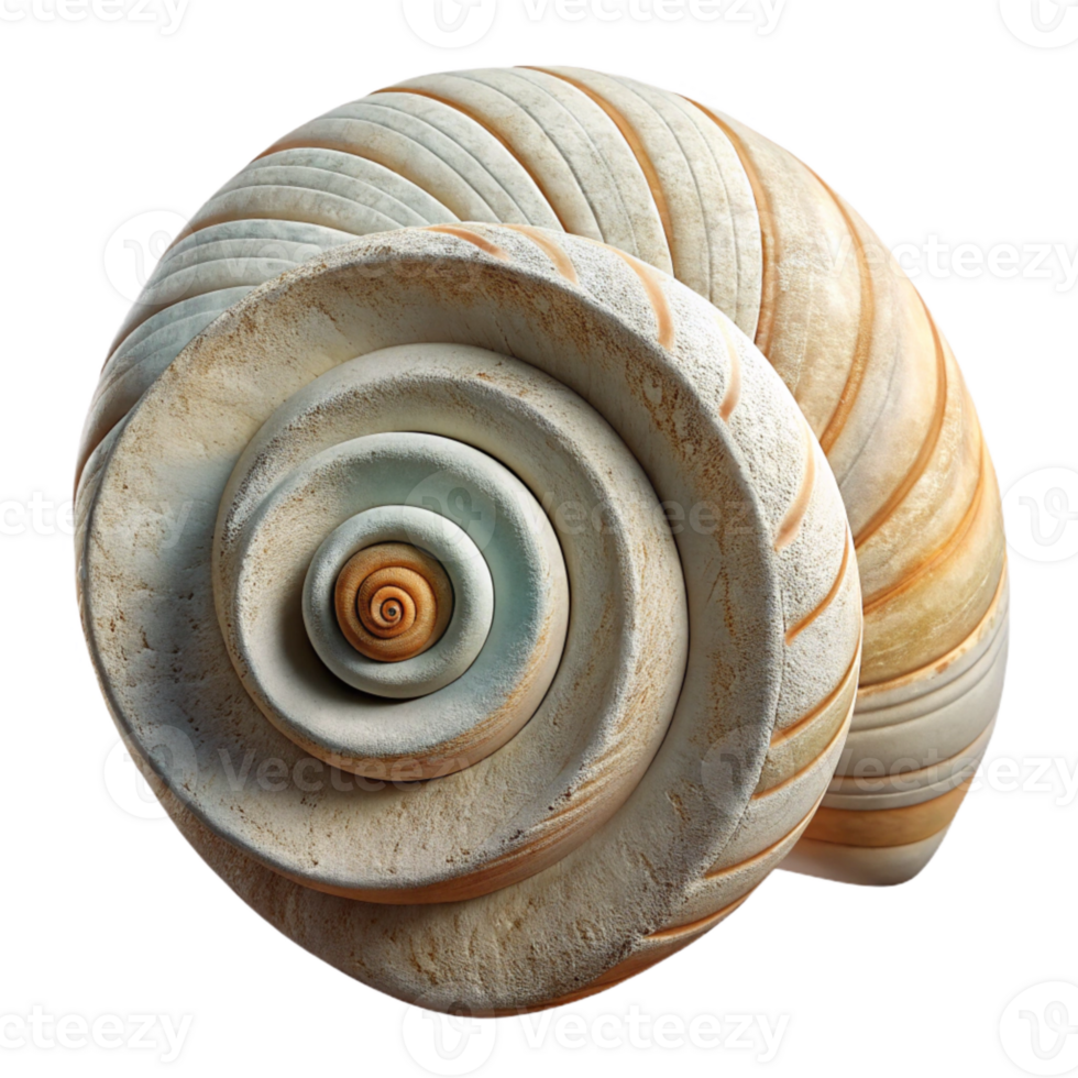 impressive minimalist Spiral Seashell Cutout with Natural Texture and White Background genuine png