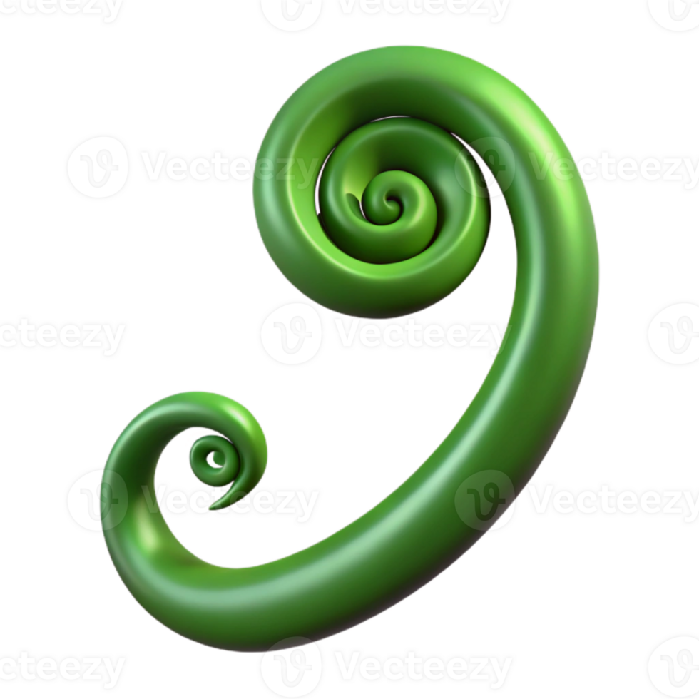 dramatic minimalist Spiral Vine Tendril Green Isolated Element original png