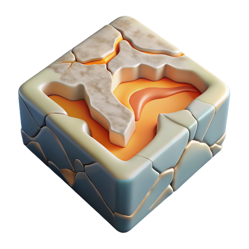 beautiful classic Square Tectonic Plate Boundary Cutout Element authentic png