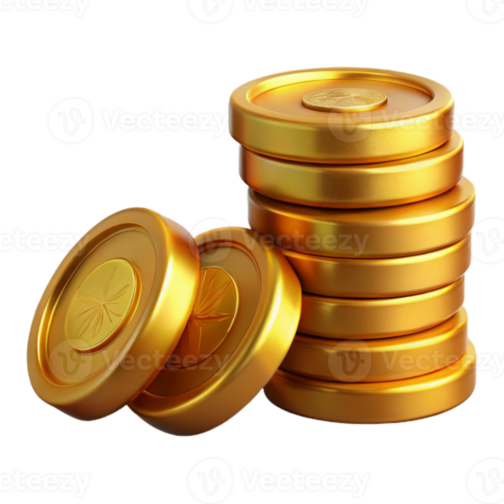 beautiful vintage Stack of Coins Gold Color Cutout Transparent Background original png