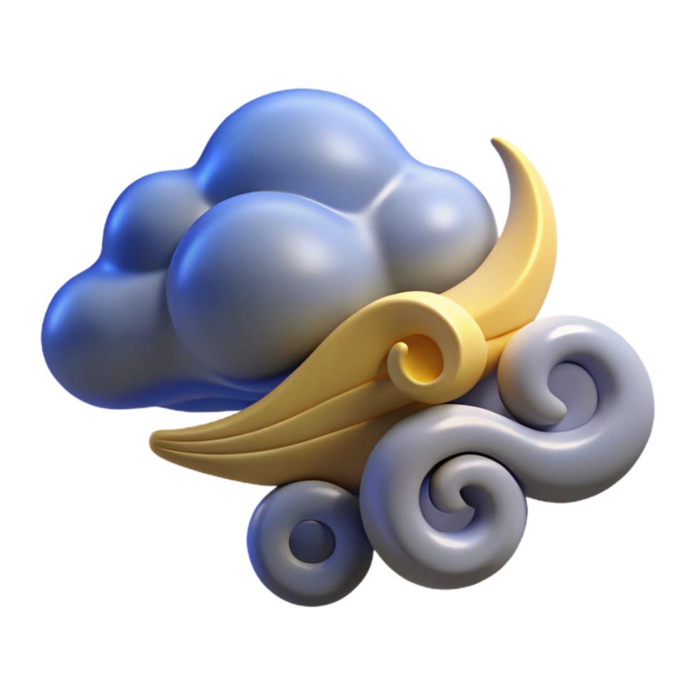 dramatic vintage Stormy Weather Cutout Element with Windblown Clouds authentic png