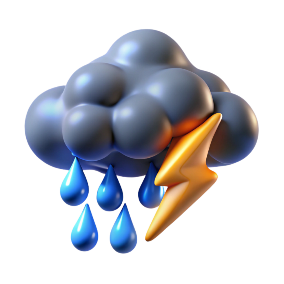 stunning artistic Stormy Weather Cutout with Realistic Rain and Lightning professional png