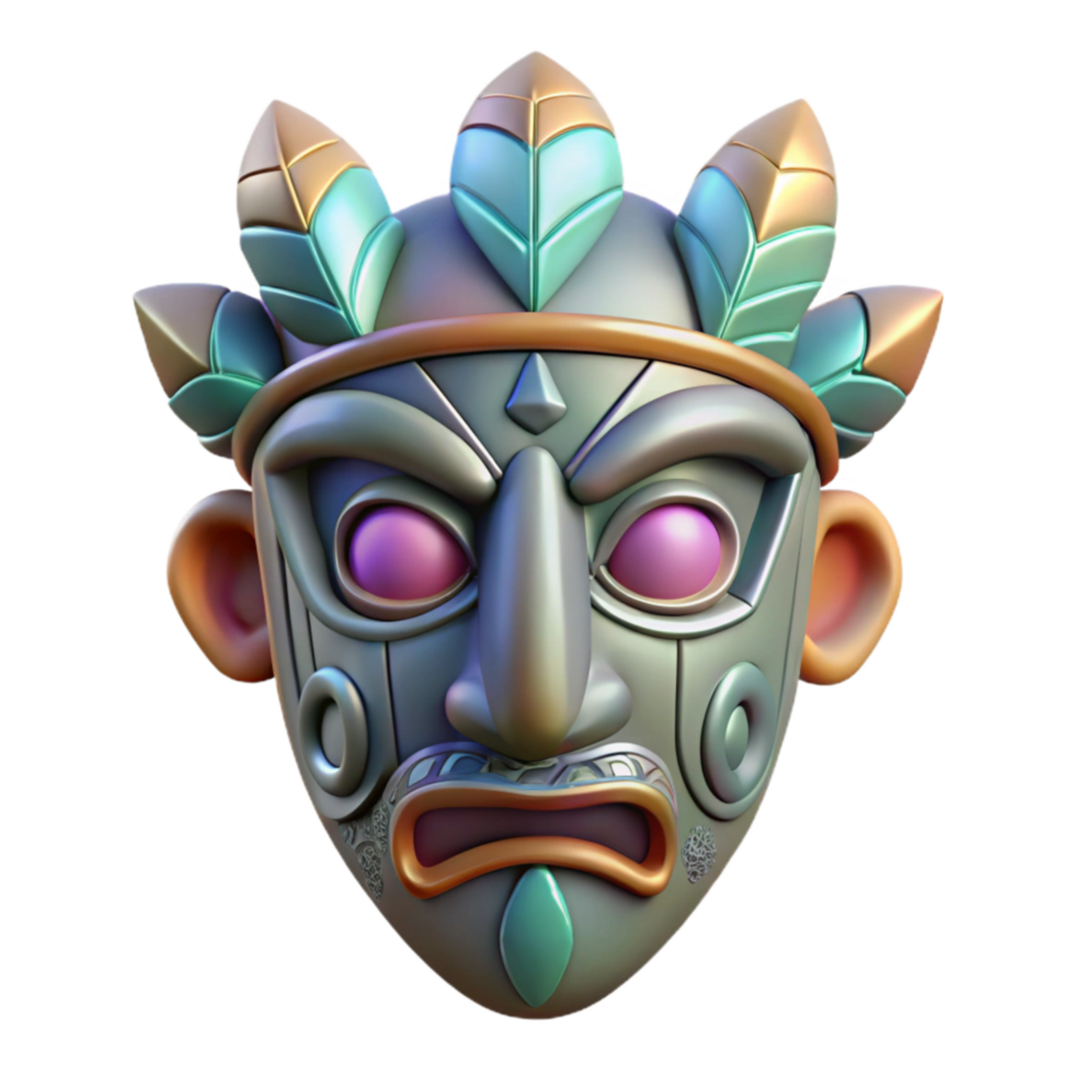 extraordinary abstract Stylized Hologram of Tribal Mask Isolated high resolution png