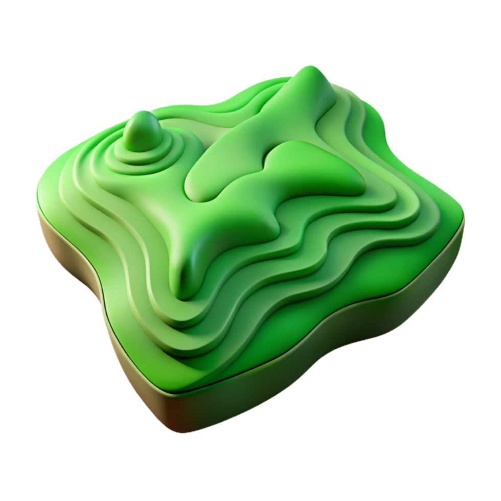 beautiful abstract Stylized Topographic Map with Green Hues Isolated png