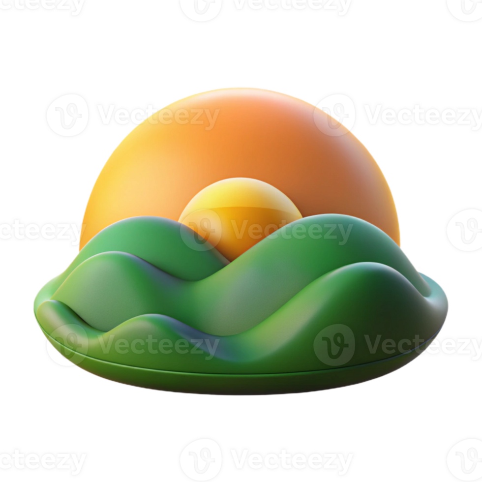 magnificent rustic Sunrise Sky Gradient Over Rolling Green Hills Transparent Background premium png