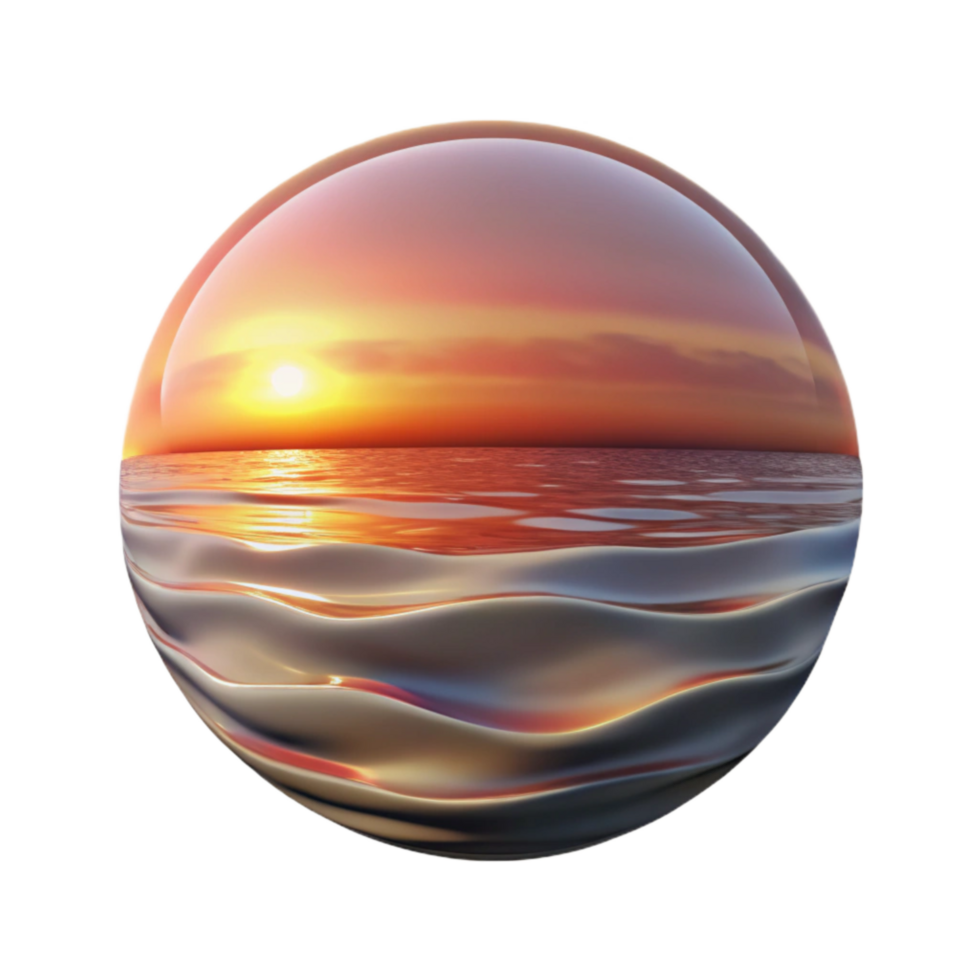 beautiful traditional Sunset Distorted Reflection in Gentle Ripples Transparent Background authentic png
