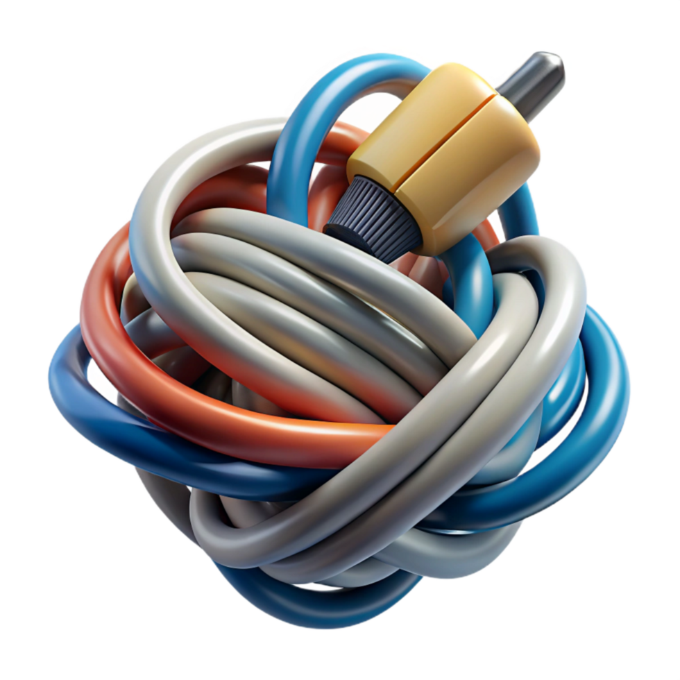 extraordinary artistic Tangled Wires Electrical Concept Transparent Background high resolution png