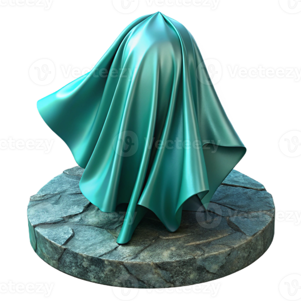 extraordinary traditional Teal Transparent Ghostly Fabric Flowing Over Stone Slab Isolated high quality png