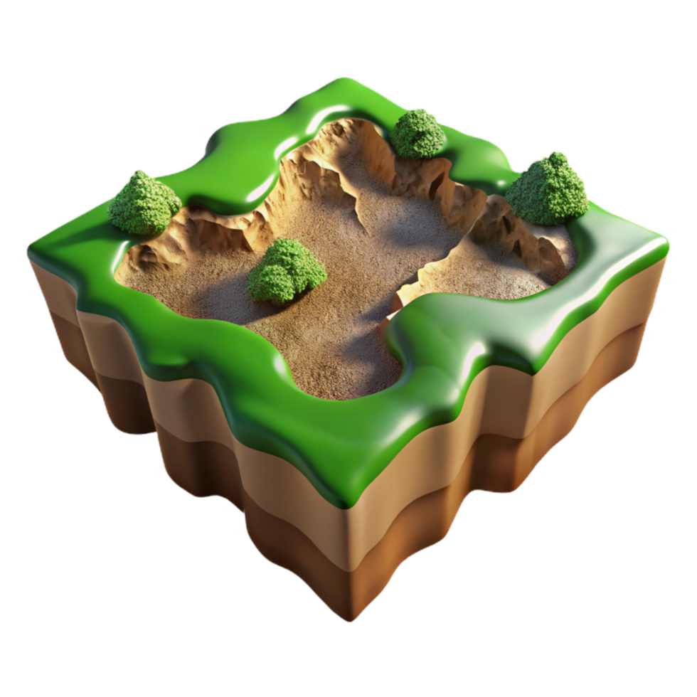 serene vintage Terra Verde Terrain Cutout with Dramatic Shadows authentic png