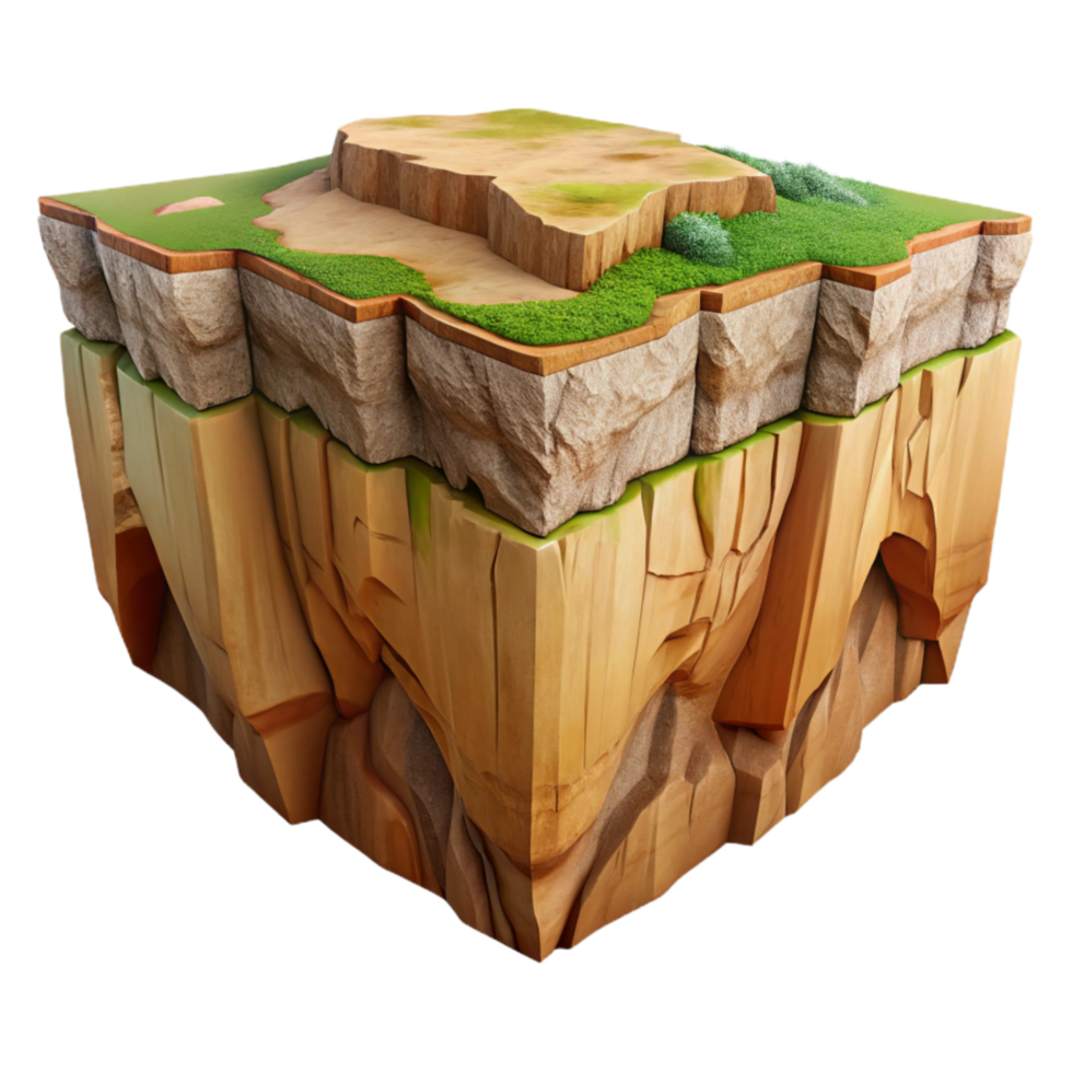 stunning artistic Terra Verde Terrain Cutout with Dramatic Shadows authentic png