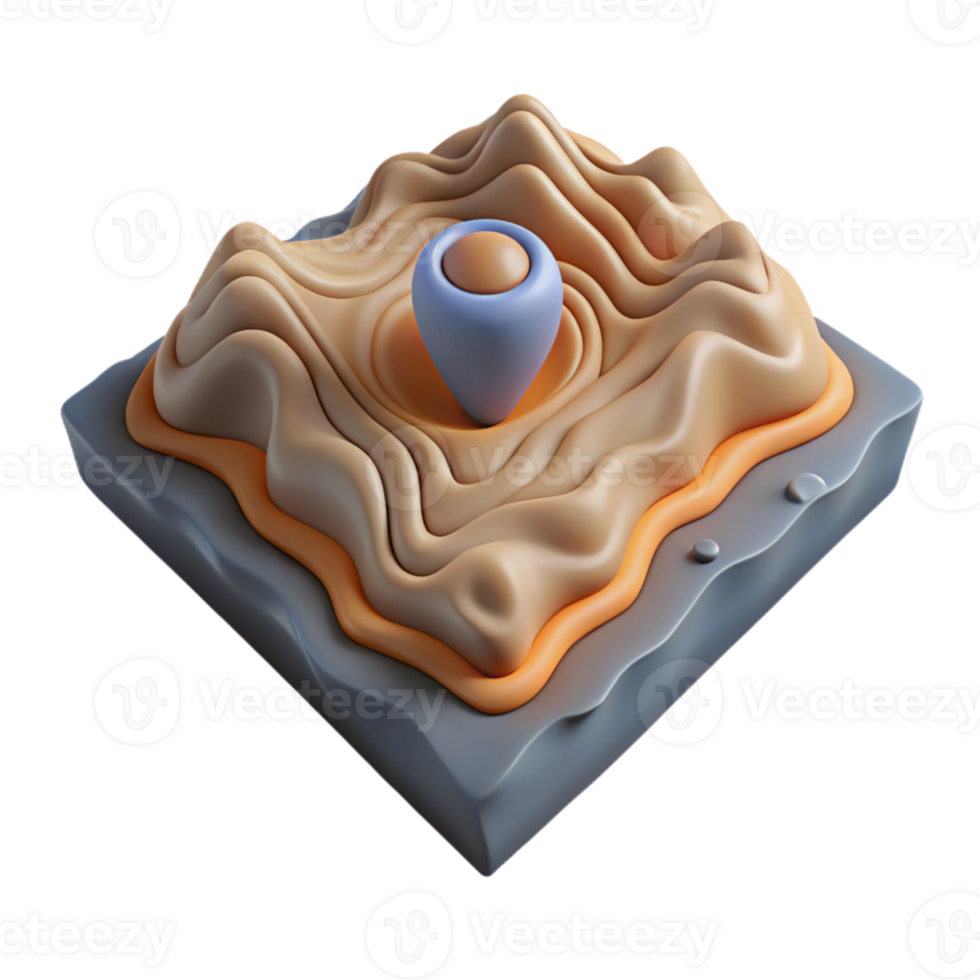 dramatic contemporary Topographic Map with Exaggerated Elevation Isolated Cutout png